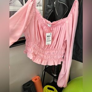 Bar ll shirt satin baby pink off shoulder NEW